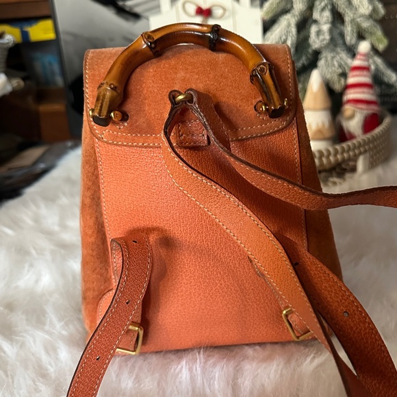 Gucci Suede Backpack with Bamboo Handle - Picture 2 of 15